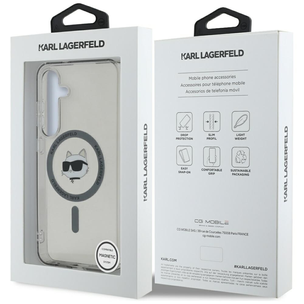 Karl Lagerfeld Knapp Choupette Huvud Tryckt Logo MagSafe Samsung Galaxy S25 fodral svart