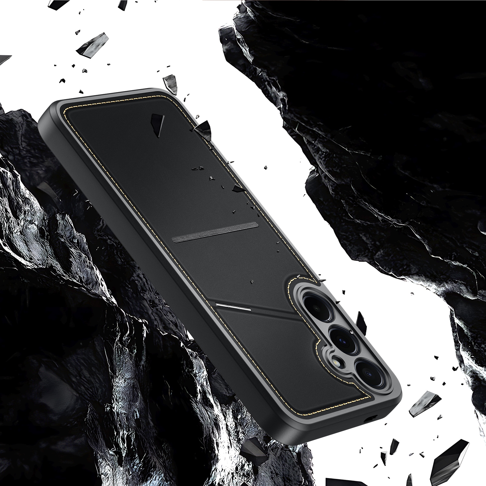 Dux Ducis Rafi II-etui til Samsung Galaxy S25 med stativ og pung - Sort