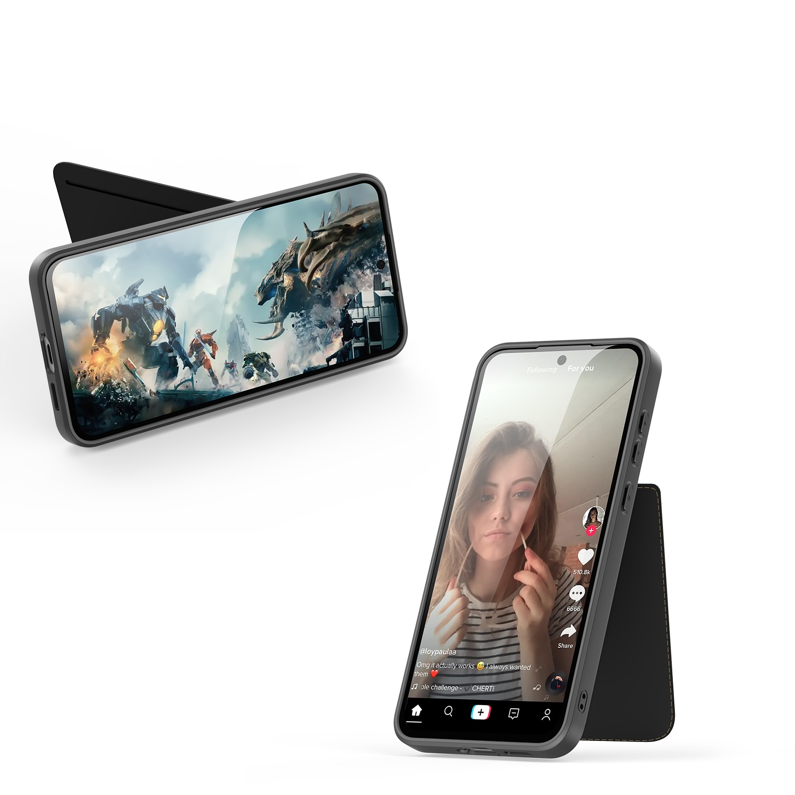 Dux Ducis Rafi II-etui til Samsung Galaxy S25 med stativ og pung - Sort