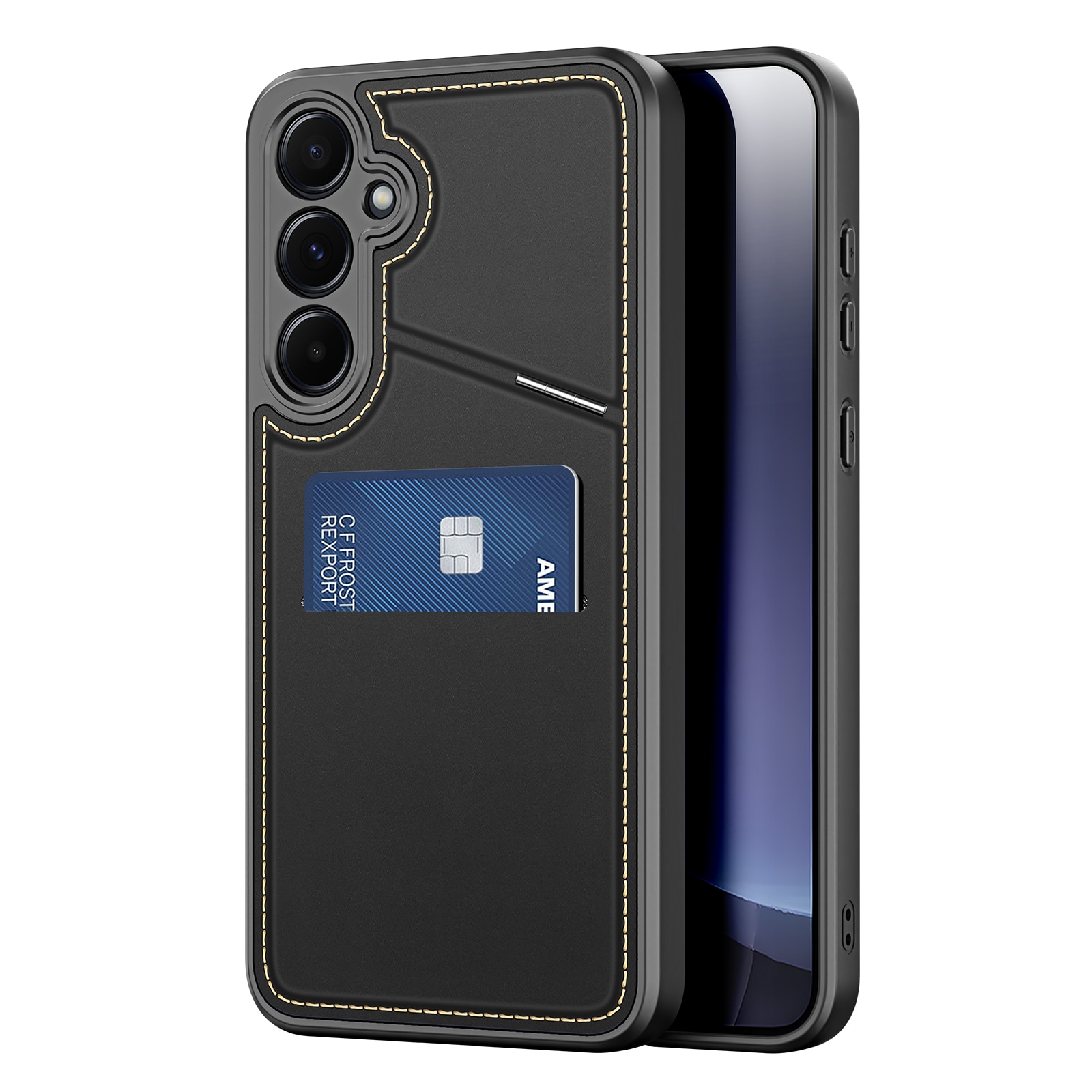 Dux Ducis Rafi II-etui til Samsung Galaxy S25 med stativ og pung - Sort