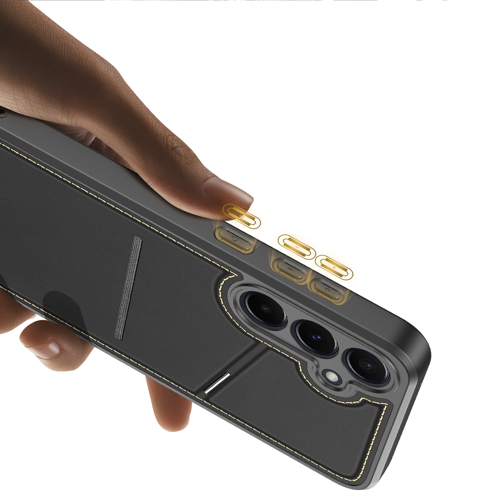 Dux Ducis Rafi II-etui til Samsung Galaxy S25 med stativ og pung - Sort