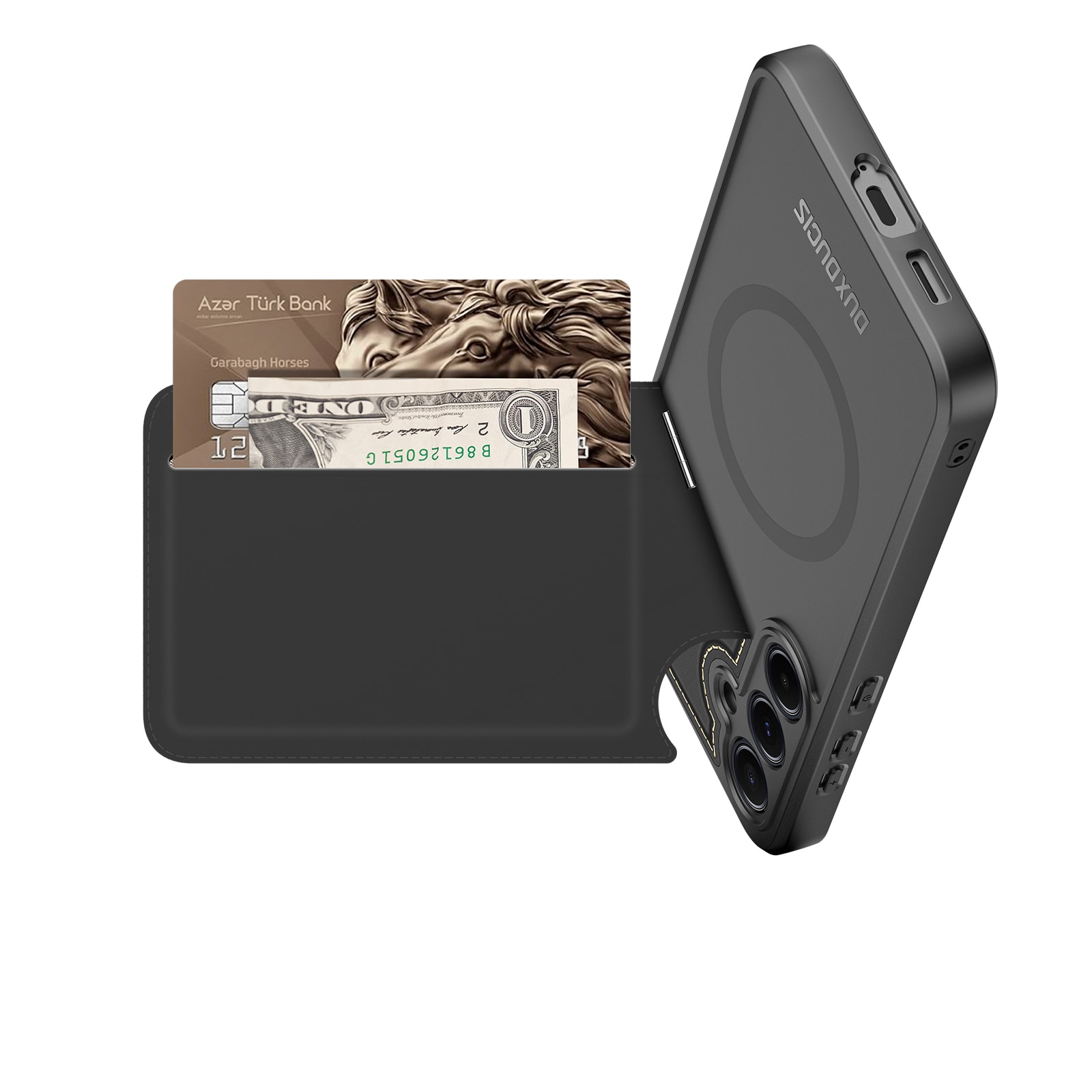 Dux Ducis Rafi II-etui til Samsung Galaxy S25+ med stativ og pung - Sort