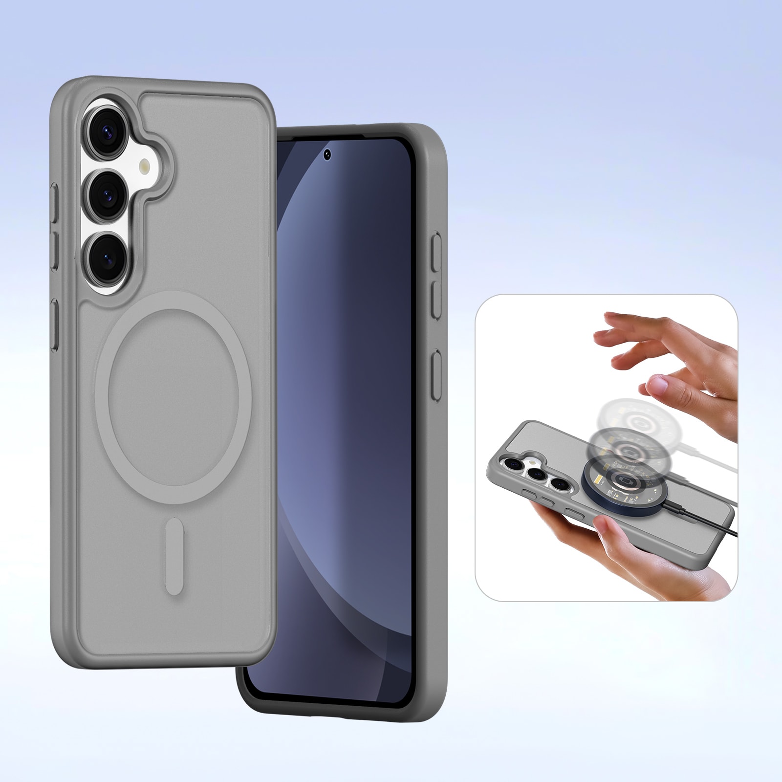 Dux Ducis Lawa læderetui til Samsung Galaxy S25+ med aftagelig magnetisk tegnebog - grå