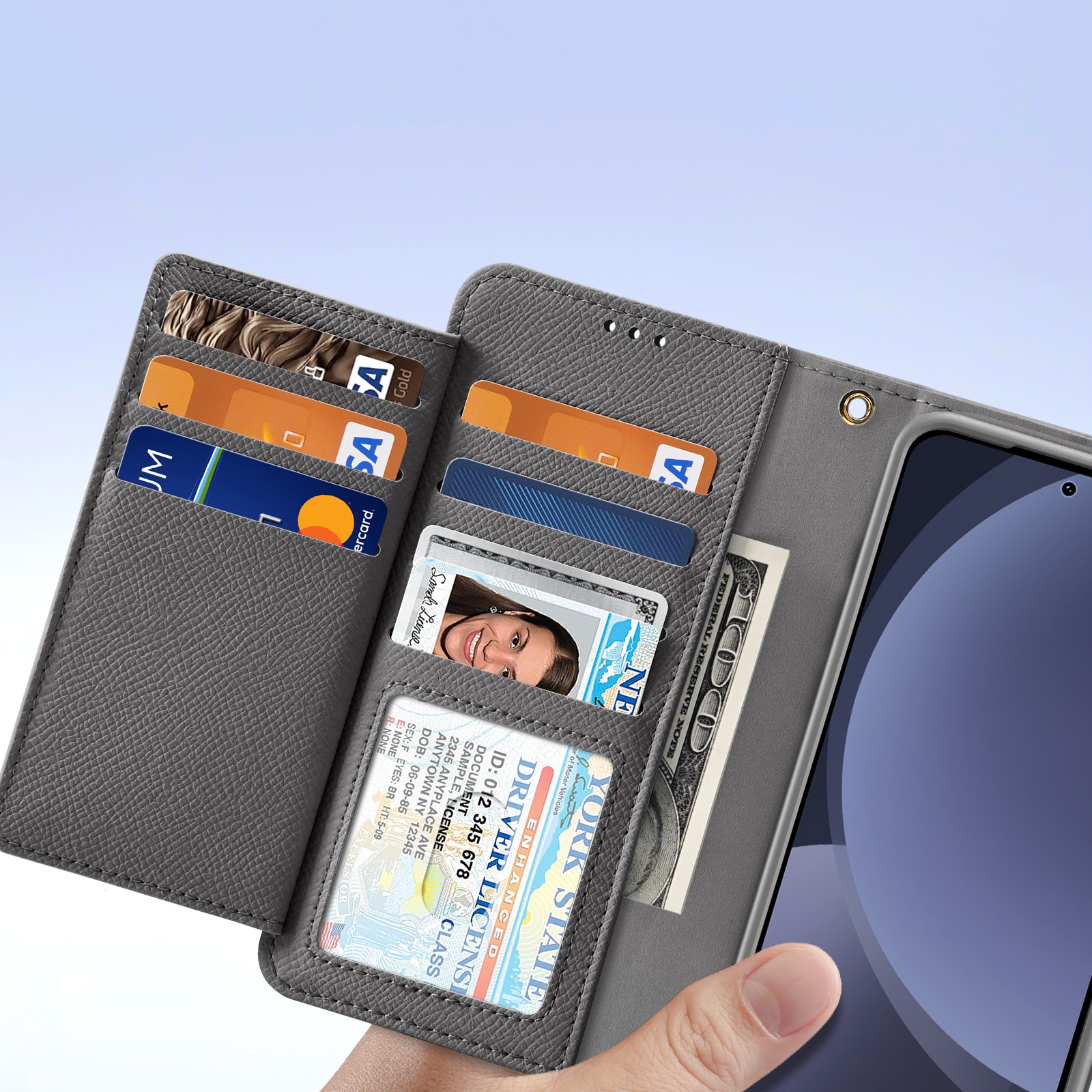 Dux Ducis Lawa læderetui til Samsung Galaxy S25+ med aftagelig magnetisk tegnebog - grå