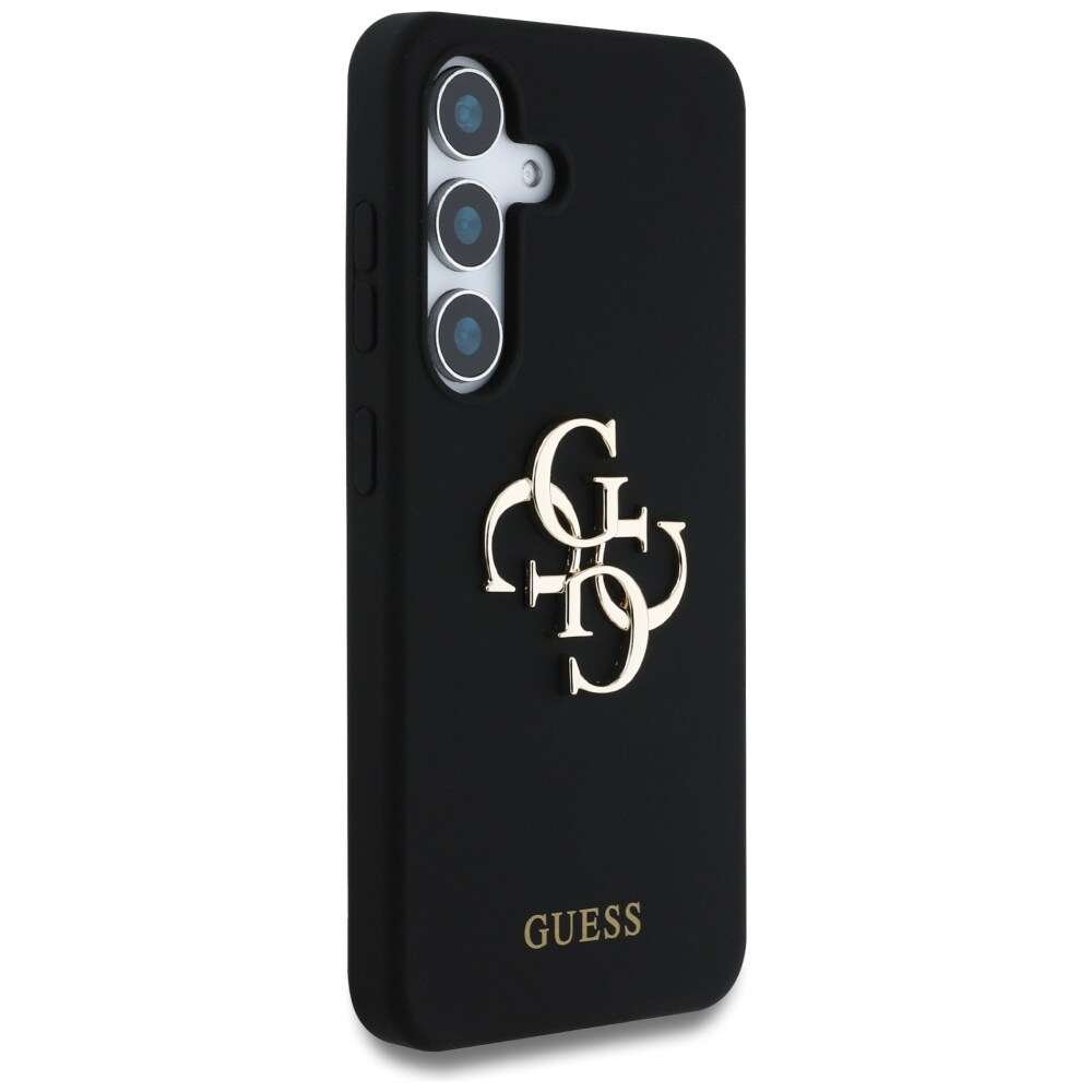 Guess Silikone Big 4G Logo Bottom Script-etui til Samsung Galaxy S25 - sort