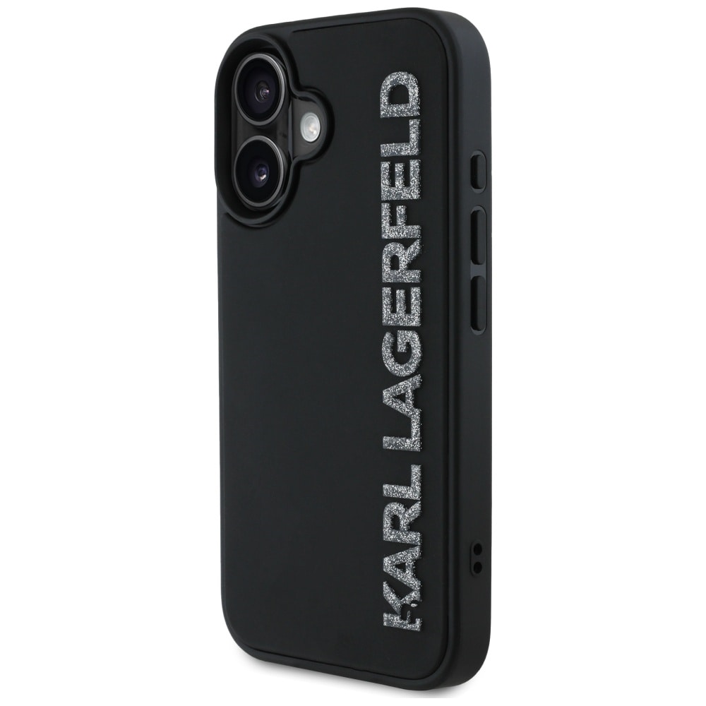Karl Lagerfeld HC 3D Rubber Elongated Glitter iPhone 16 Case - Sort