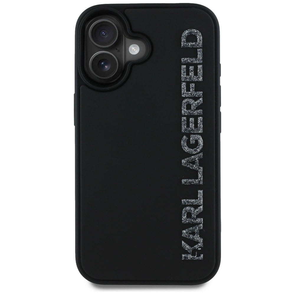 Karl Lagerfeld HC 3D Rubber Elongated Glitter iPhone 16 Case - Sort