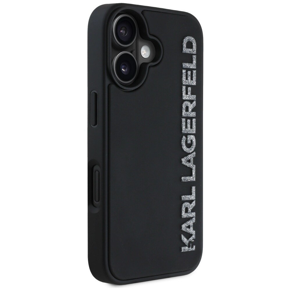 Karl Lagerfeld HC 3D Rubber Elongated Glitter iPhone 16 Case - Sort