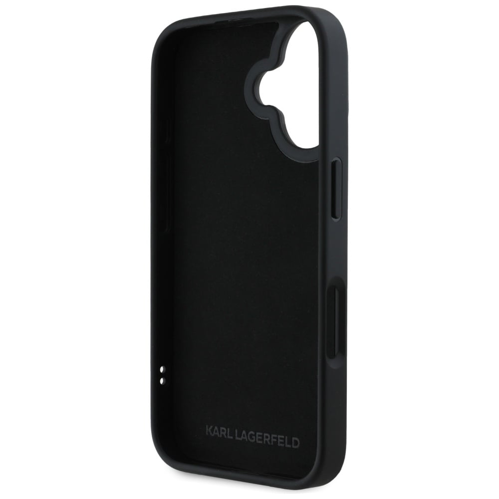 Karl Lagerfeld HC 3D Rubber Elongated Glitter iPhone 16 Case - Sort