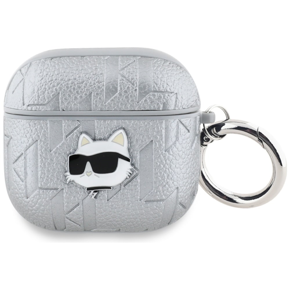 Karl Lagerfeld Monogram Choupette Huvudfodral för AirPods 4 - silver