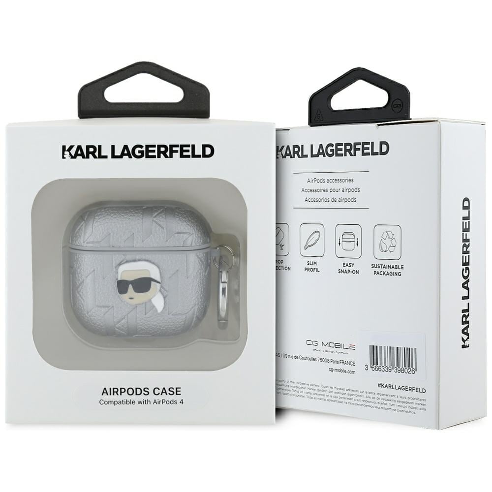 Karl Lagerfeld Monogram Karl Head fodral för AirPods 4 - silver