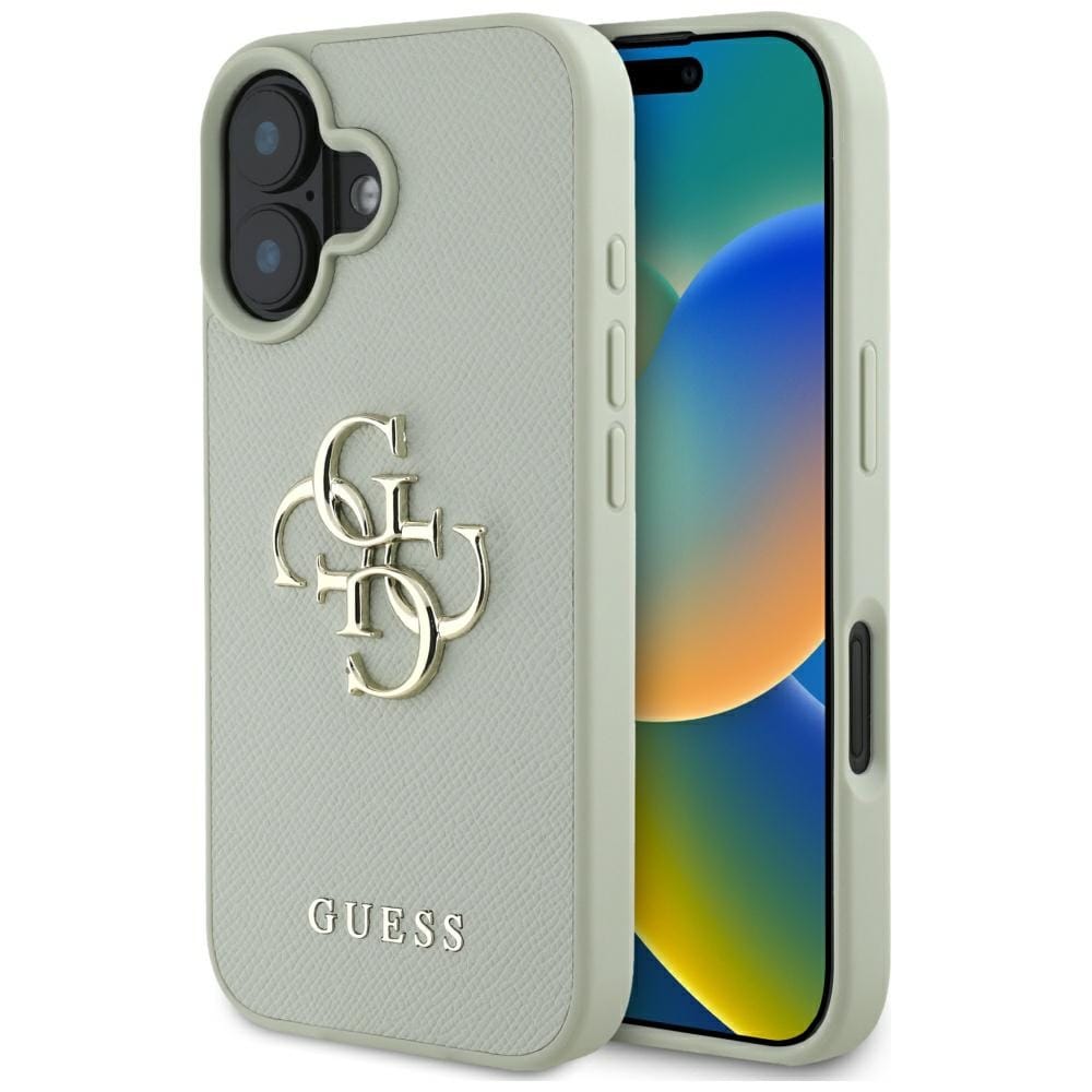 Guess Grained Big 4G Logo Small Classic Logofodral till iPhone 16 - grön