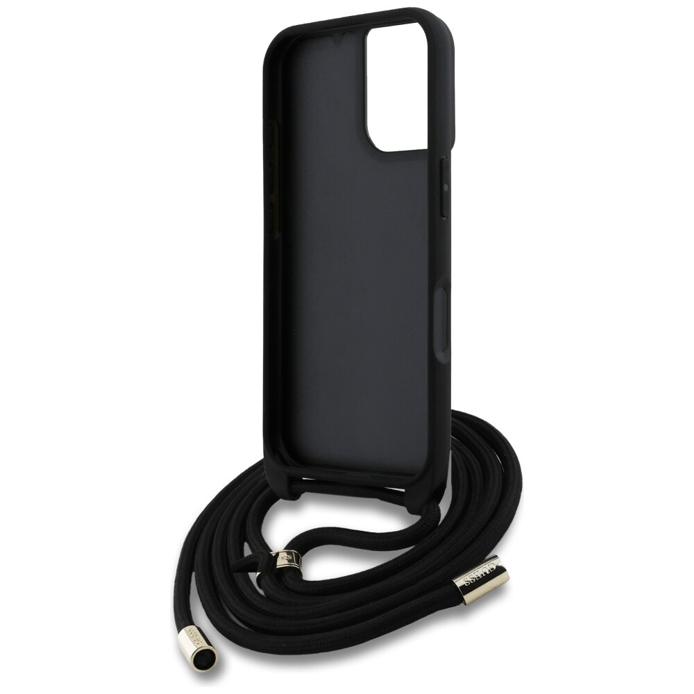 Guess 4G Big Logo Cord Stap Crossbody Fodral för iPhone 16 Plus Brun