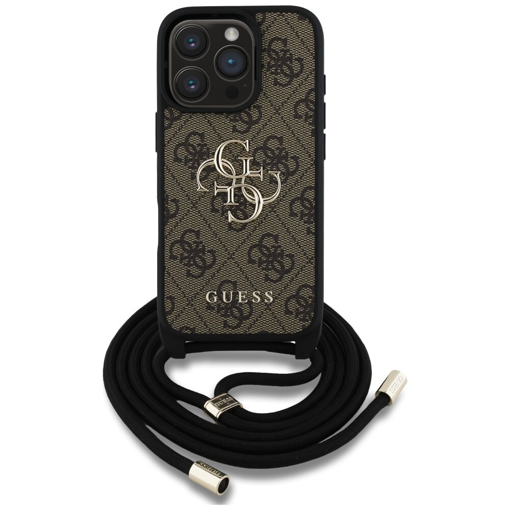 Guess 4G Big Logo Cord Stap Crossbody Etui til iPhone 16 Pro Brun