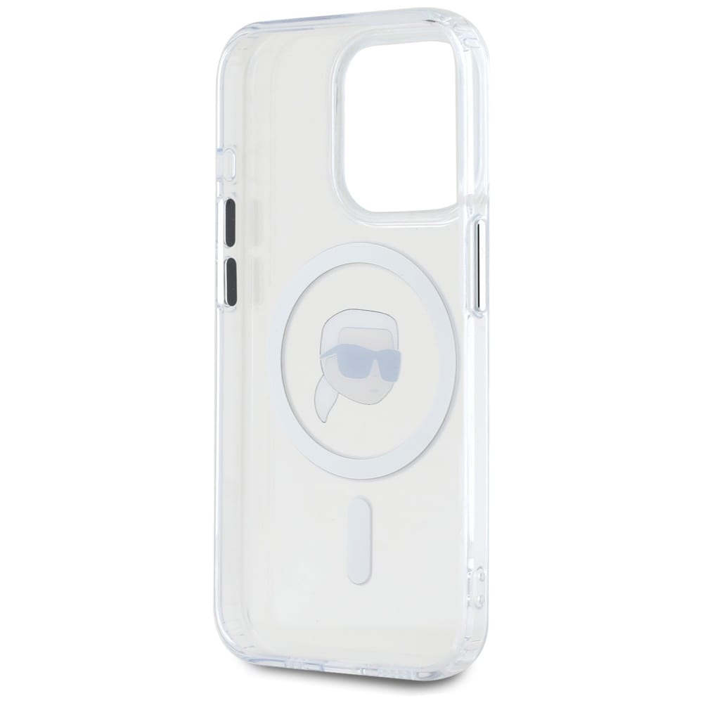 Karl Lagerfeld IML Metal Karl Head MagSafe-fodral för iPhone 15 Pro Vit