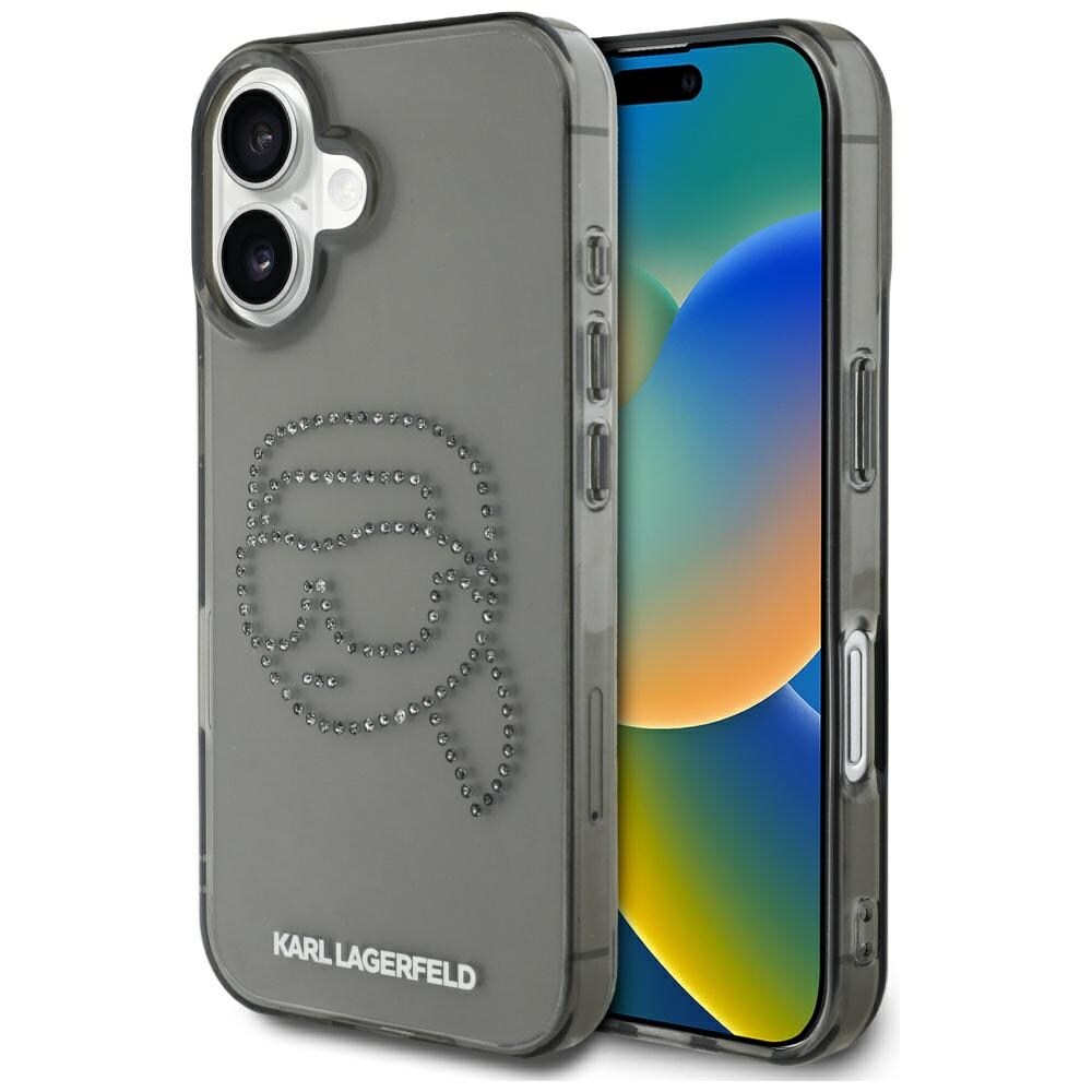 Karl Lagerfeld IML Rhinestones Karl Huvudfodral för iPhone 16 Svart