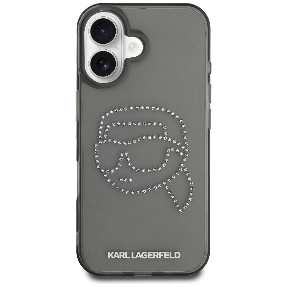 Karl Lagerfeld IML Rhinestones Karl Huvudfodral för iPhone 16 Svart
