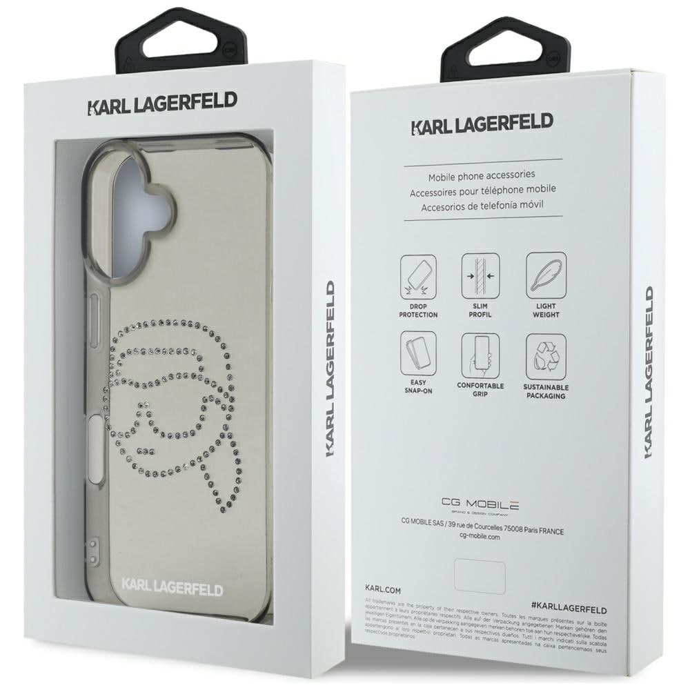 Karl Lagerfeld IML Rhinestones Karl Huvudfodral för iPhone 16 Svart