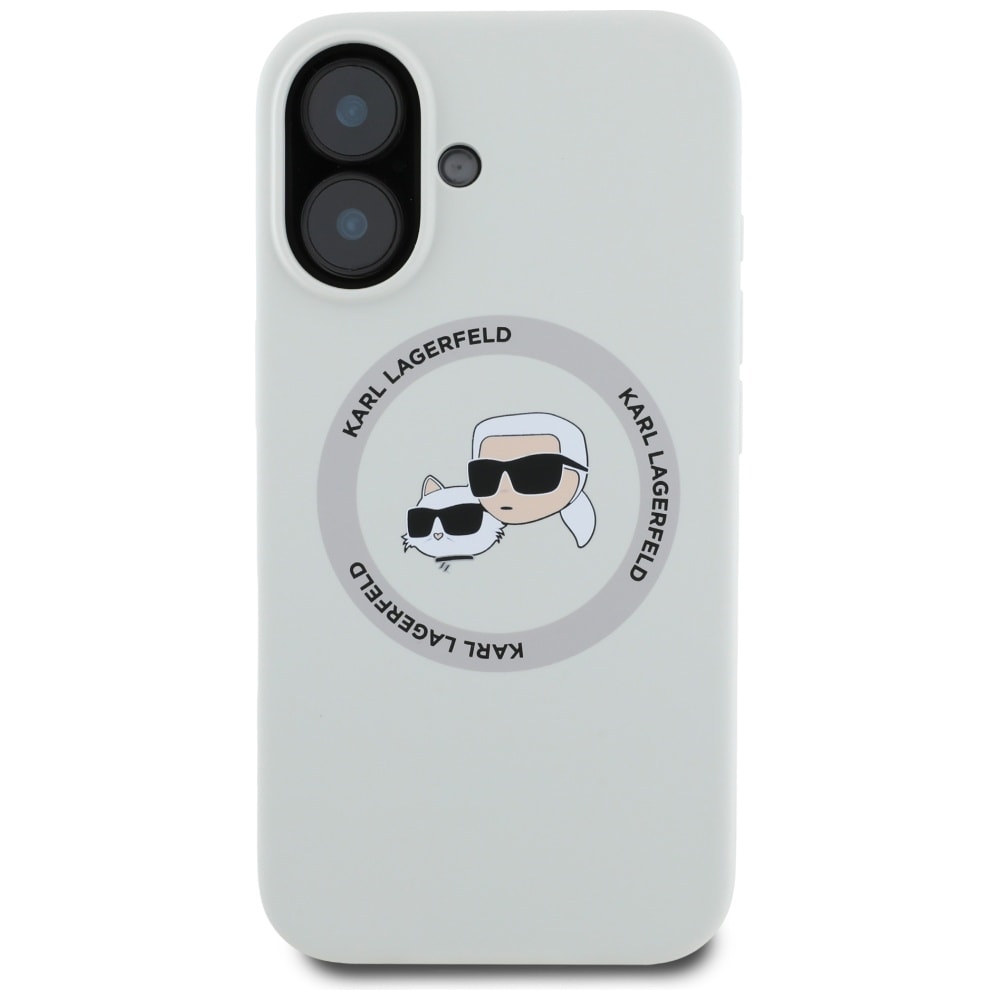 Karl Lagerfeld Silicone Double Heads And Circle MagSafe-fodral för iPhone 16 beige