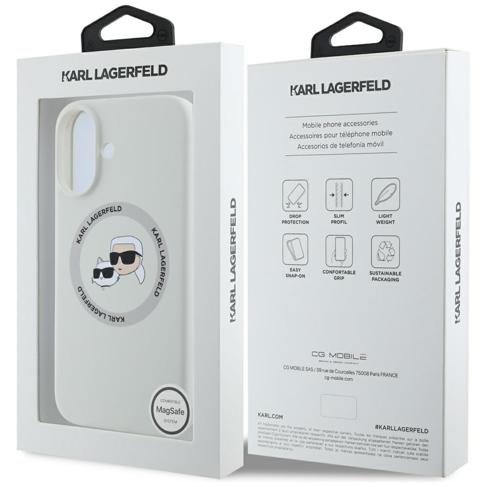 Karl Lagerfeld Silicone Double Heads And Circle MagSafe-fodral för iPhone 16 beige