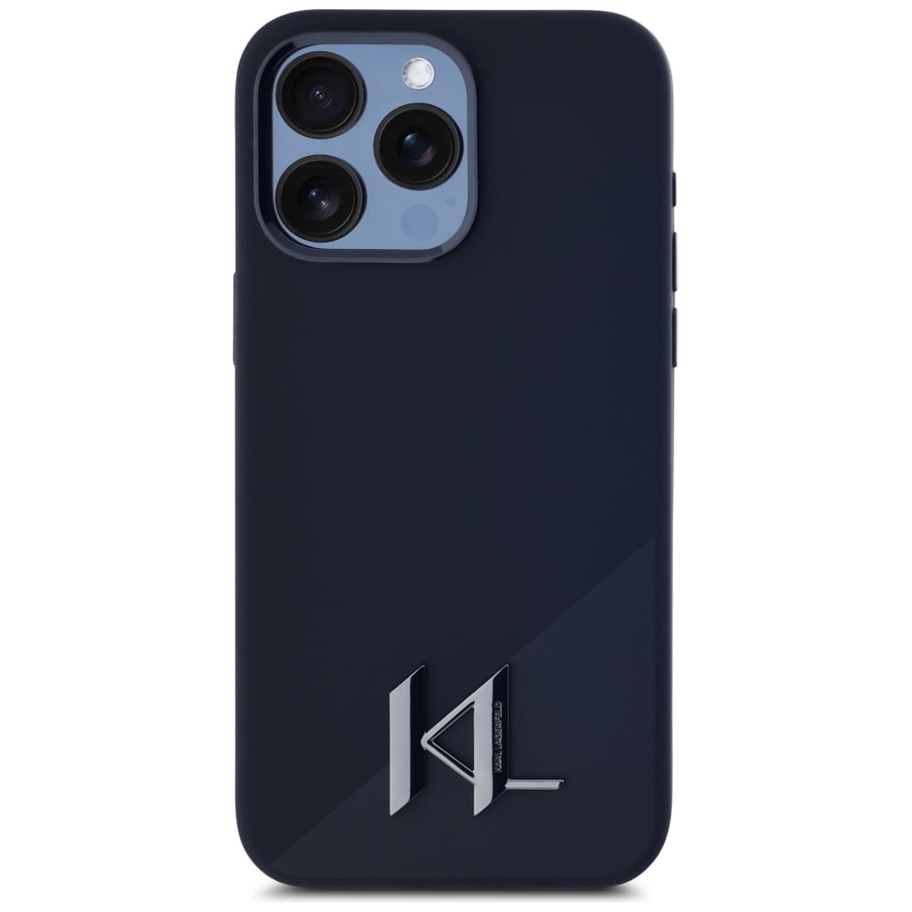 Karl Lagerfeld Silicone Shadow Metal Initial MagSafe-fodral för iPhone 15 Pro Svart