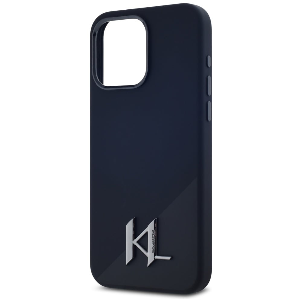 Karl Lagerfeld Silicone Shadow Metal Initial MagSafe-fodral för iPhone 15 Pro Svart