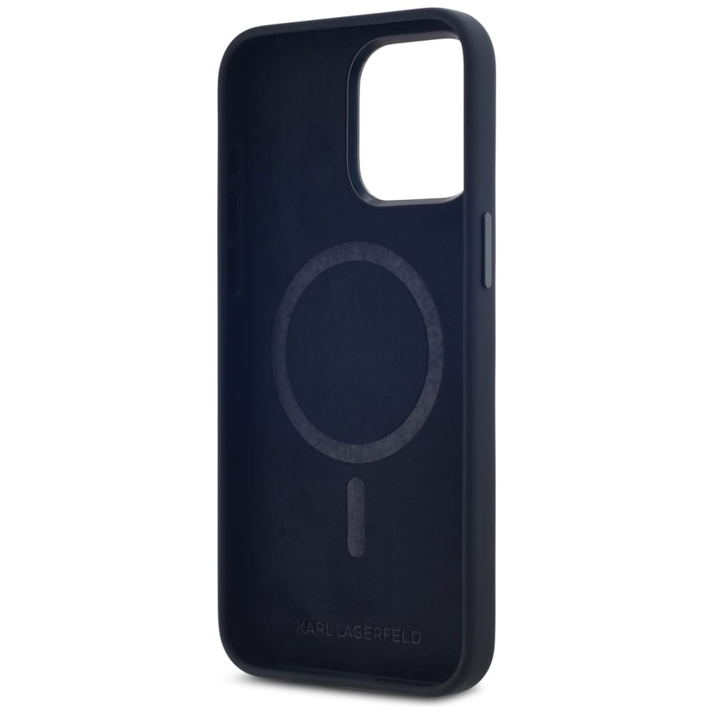 Karl Lagerfeld Silicone Shadow Metal Initial MagSafe-fodral för iPhone 15 Pro Svart