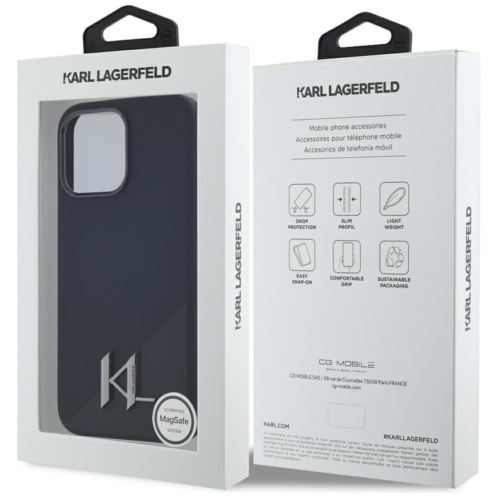 Karl Lagerfeld Silicone Shadow Metal Initial MagSafe-fodral för iPhone 15 Pro Svart
