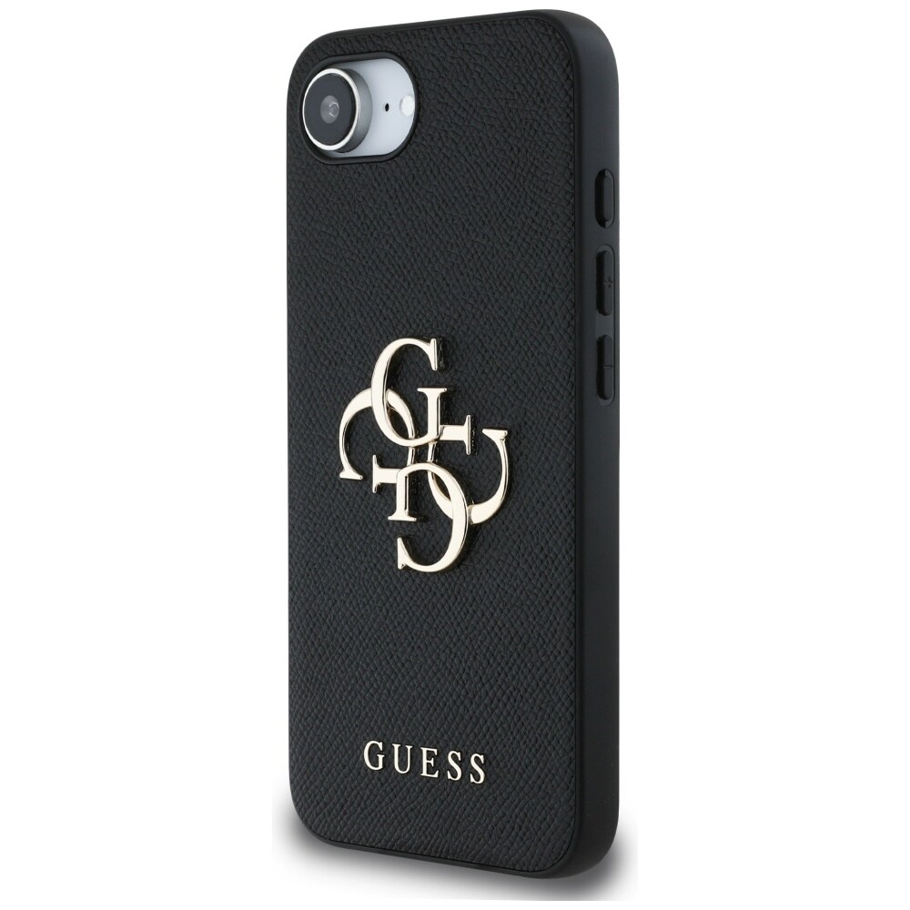 Guess PU Grained 4G Metal Logo etui til iPhone 16e - sort