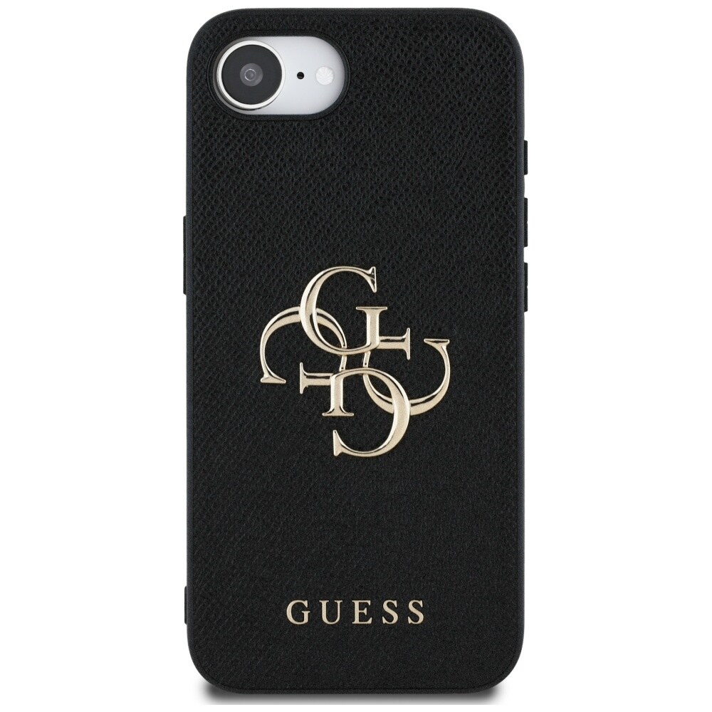 Guess PU Grained 4G Metal Logo etui til iPhone 16e - sort