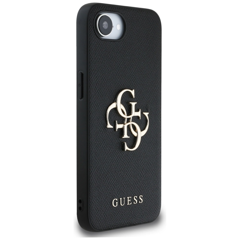 Guess PU Grained 4G Metal Logo etui til iPhone 16e - sort