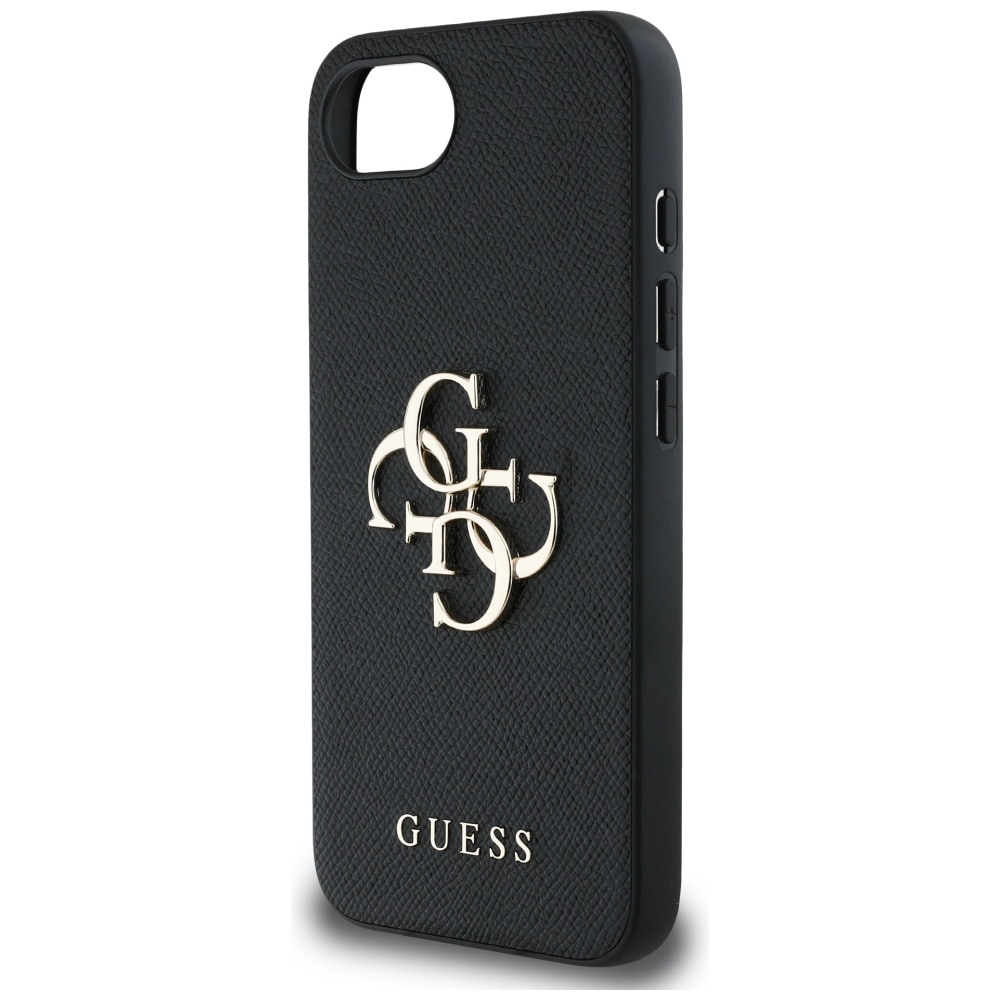 Guess PU Grained 4G Metal Logo etui til iPhone 16e - sort