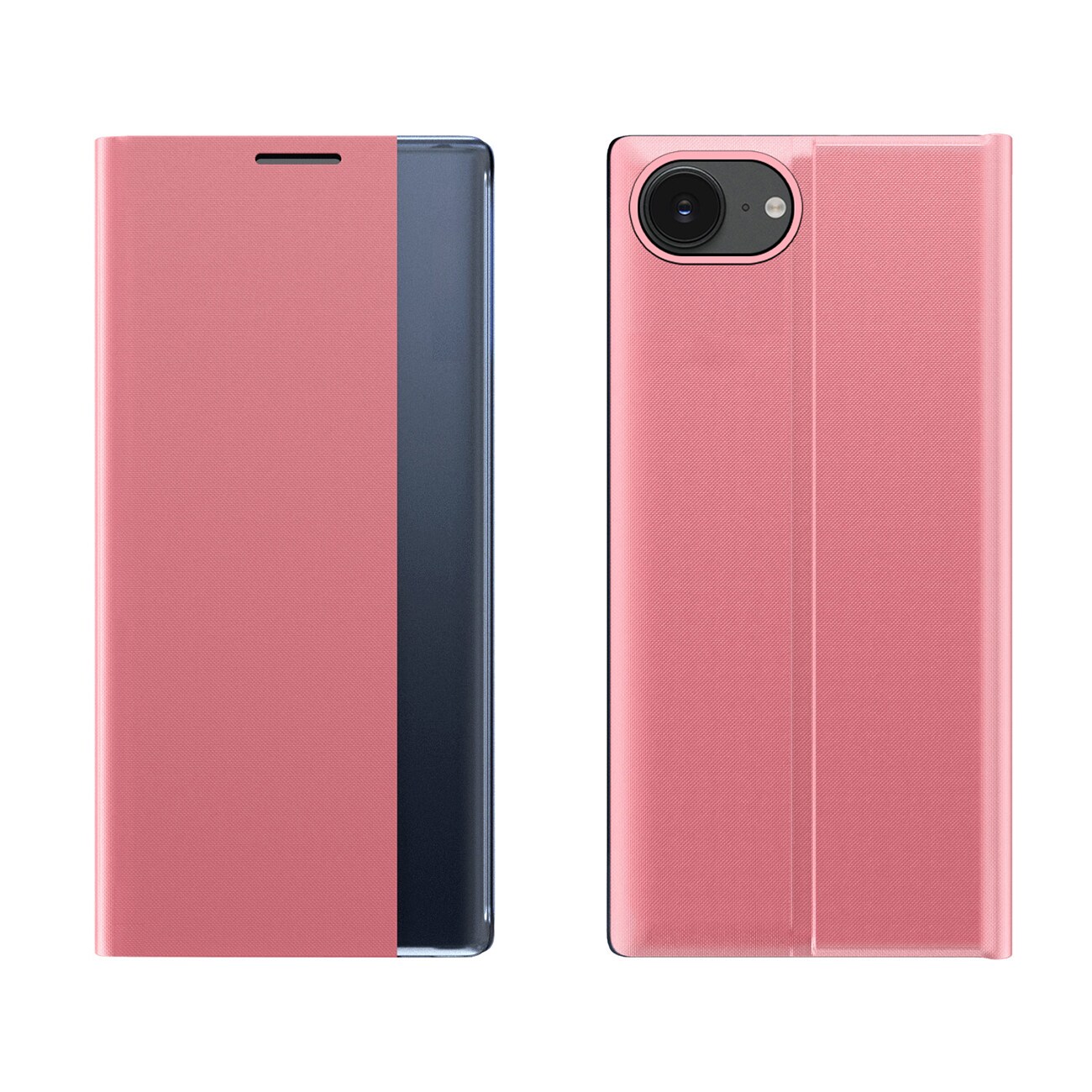 New Sleep Fodral iPhone 16e Flip Cover med stativ - Rosa