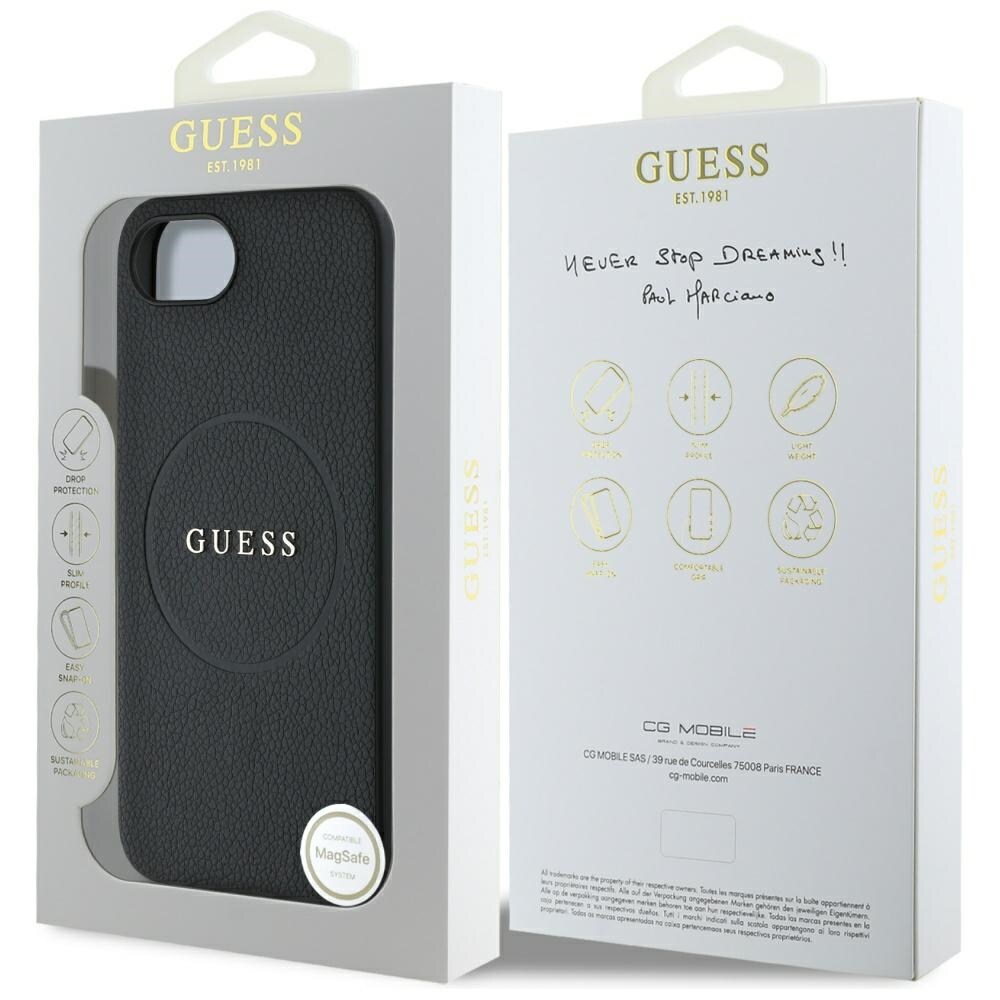 Guess PU Grained Classic Logotaske med MagSafe til iPhone 16e - sort