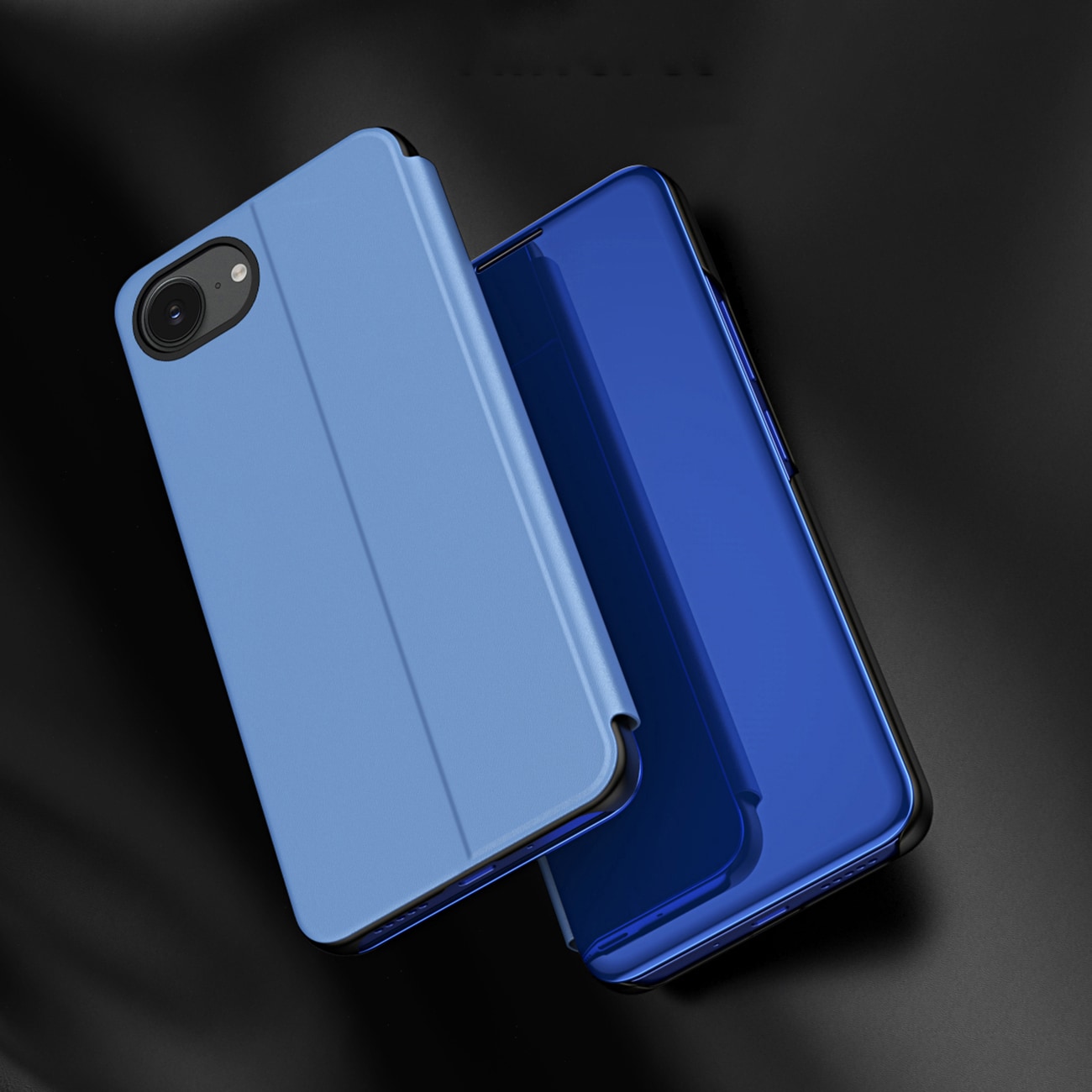 Clear View-fodral för iPhone 16e Flip Cover - Blå