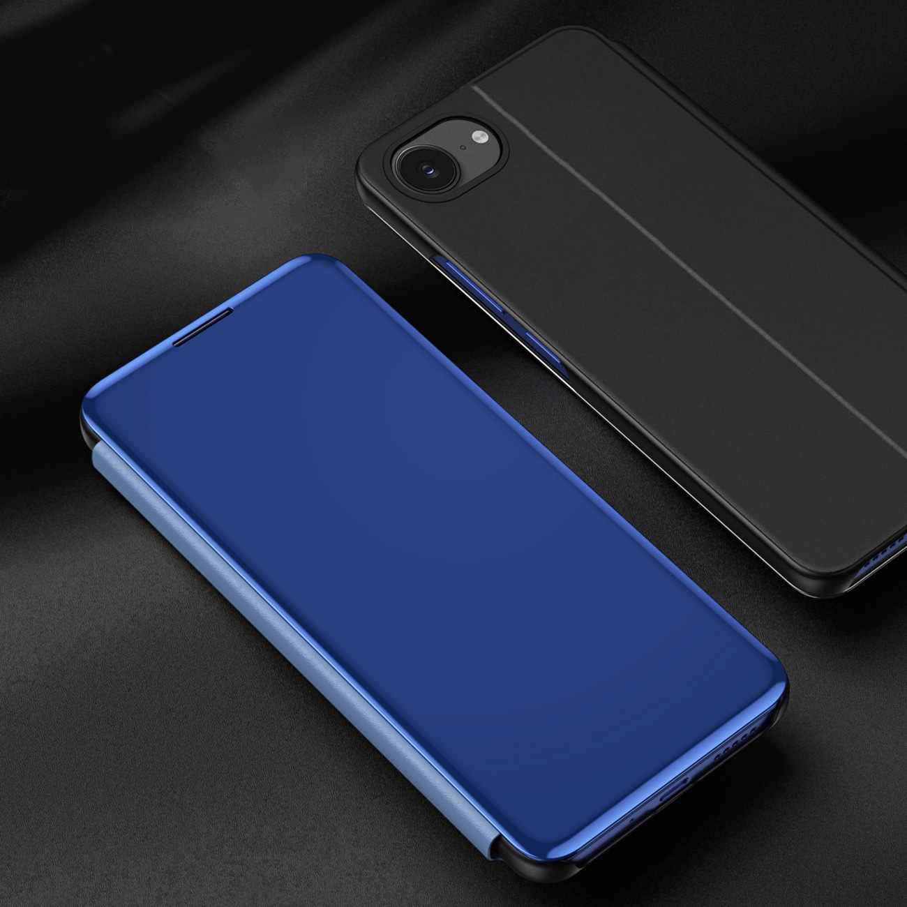 Clear View-fodral för iPhone 16e Flip Cover - Blå