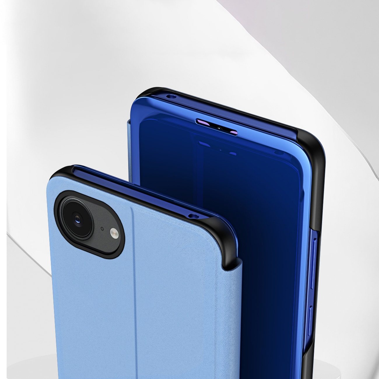 Clear View-fodral för iPhone 16e Flip Cover - Blå