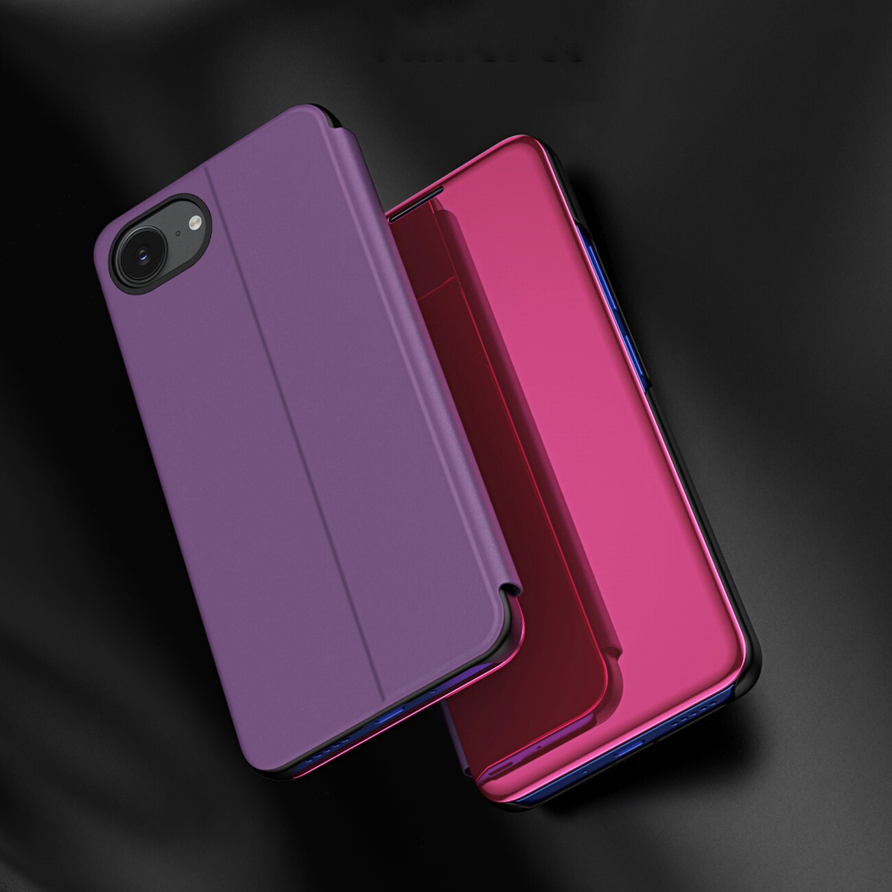 Clear View-fodral för iPhone 16e Flip Cover - Rosa