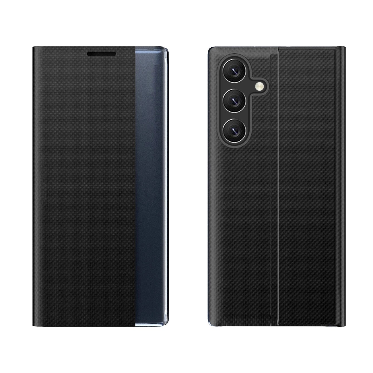 Nyt Sleep Case Cover med flip og stativ til Samsung Galaxy S25 Edge - Sort