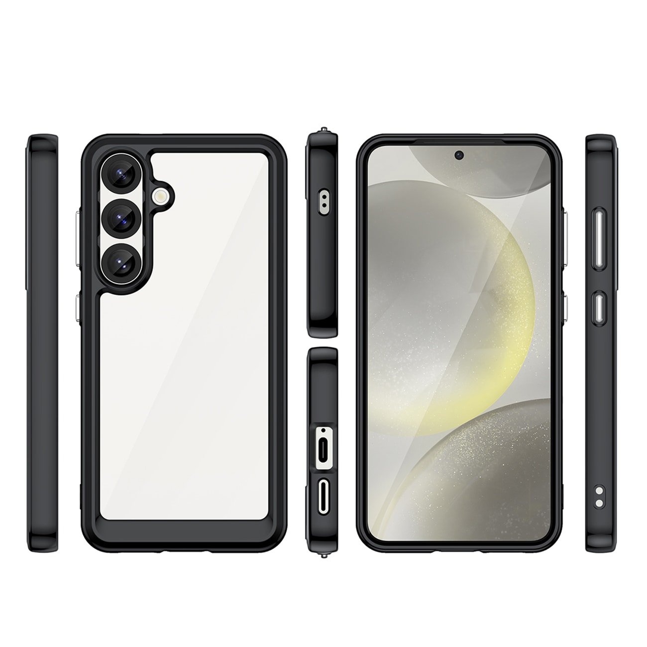 Outer Space-etui til Samsung Galaxy S25 Edge Cover med fleksibel ramme - Sort