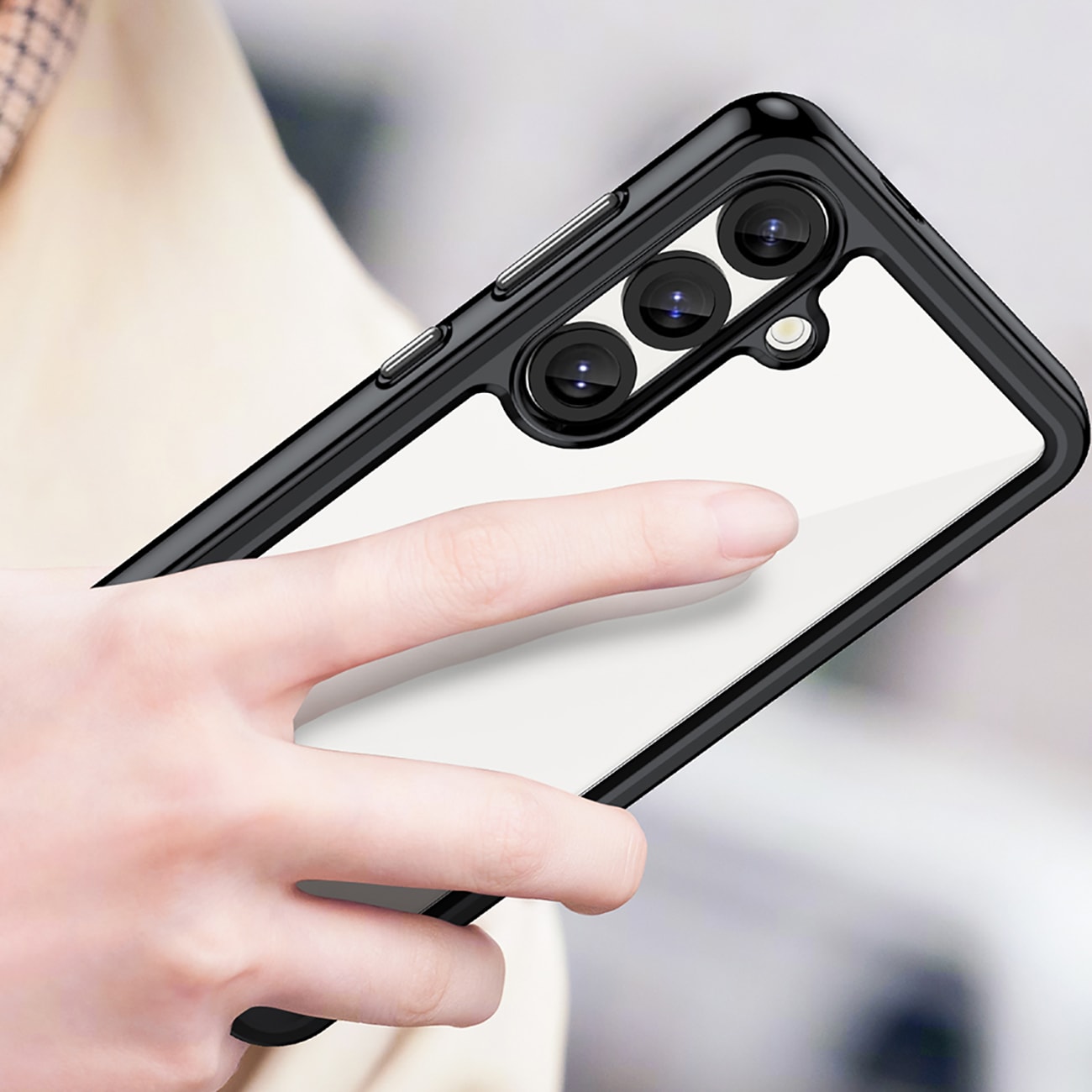 Outer Space-etui til Samsung Galaxy S25 Edge Cover med fleksibel ramme - Sort