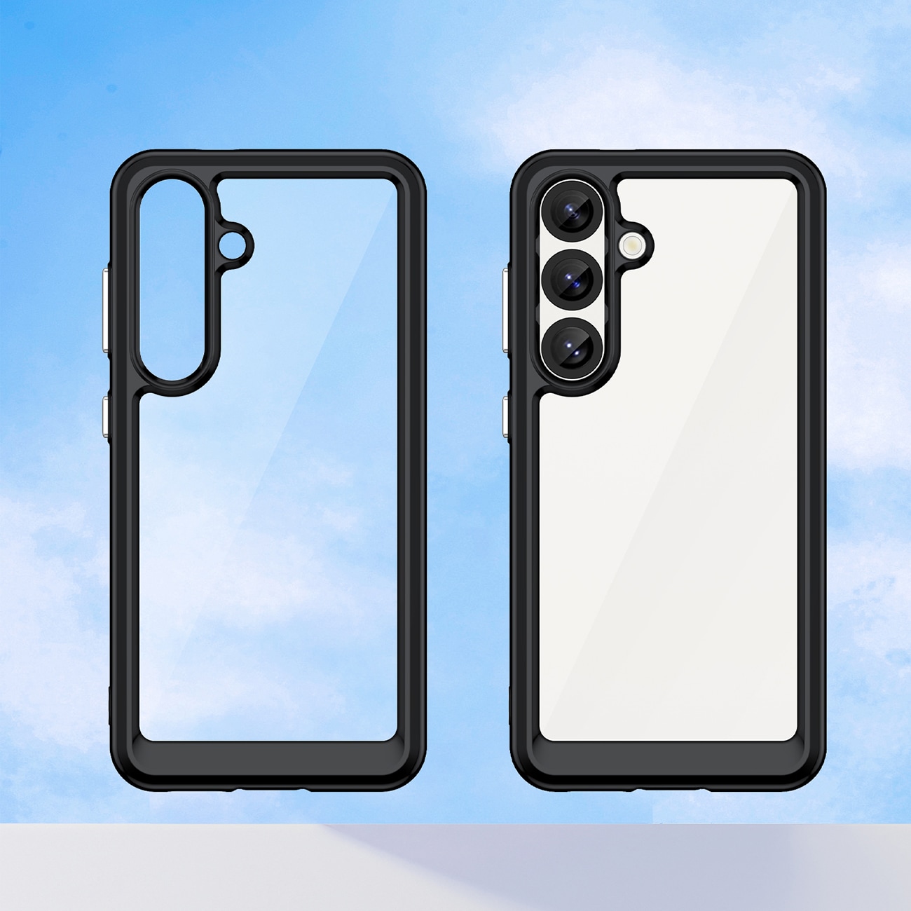Outer Space-etui til Samsung Galaxy S25 Edge Cover med fleksibel ramme - Sort