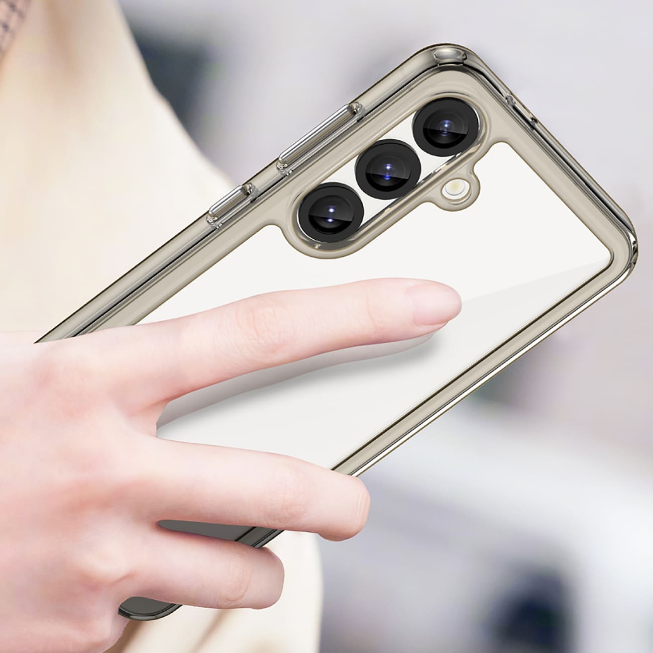 Outer Space-etui til Samsung Galaxy S25 Edge fleksibelt rammecover - gennemsigtigt, sort
