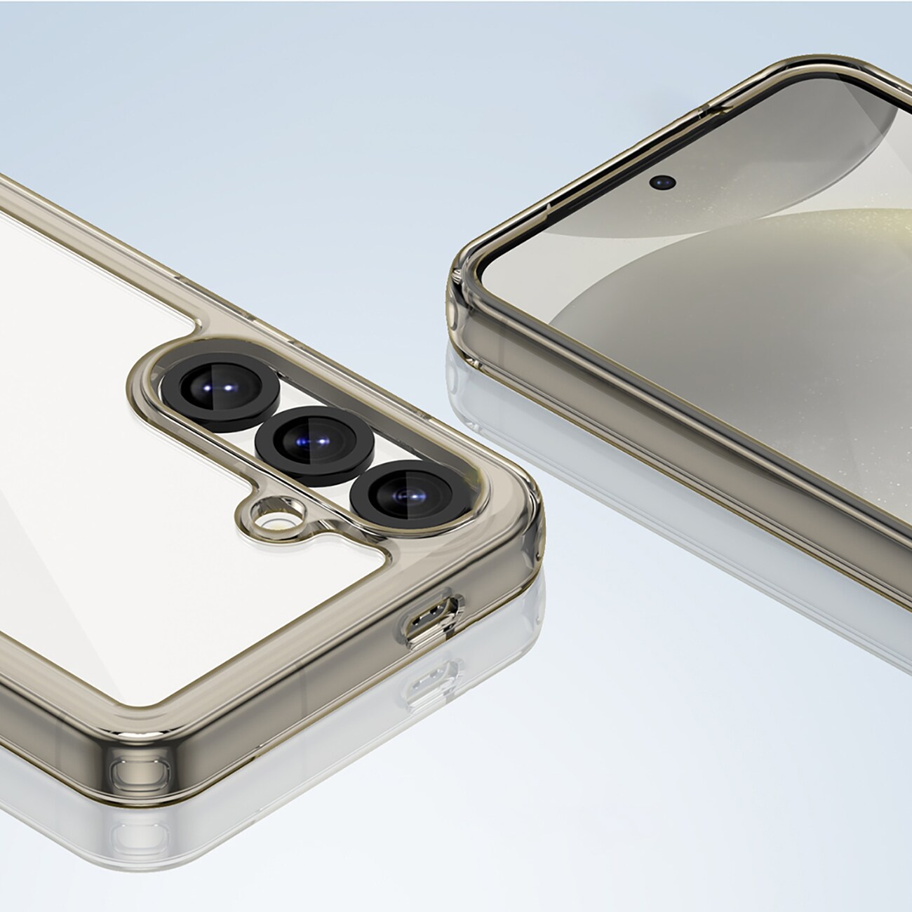 Outer Space-etui til Samsung Galaxy S25 Edge fleksibelt rammecover - gennemsigtigt, sort