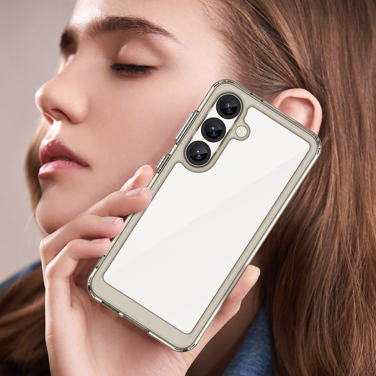Outer Space-etui til Samsung Galaxy S25 Edge fleksibelt rammecover - gennemsigtigt, sort