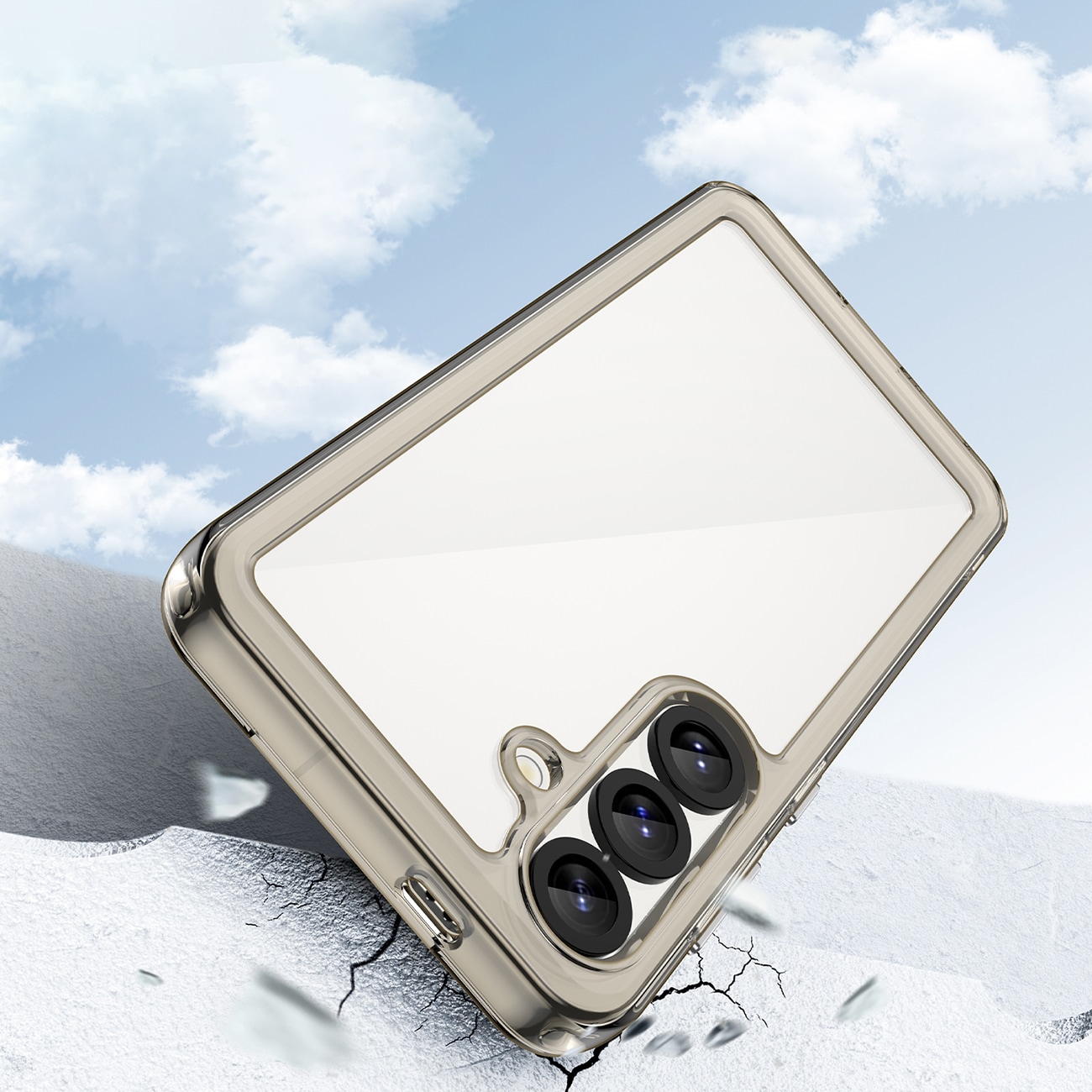 Outer Space-etui til Samsung Galaxy S25 Edge fleksibelt rammecover - gennemsigtigt, sort