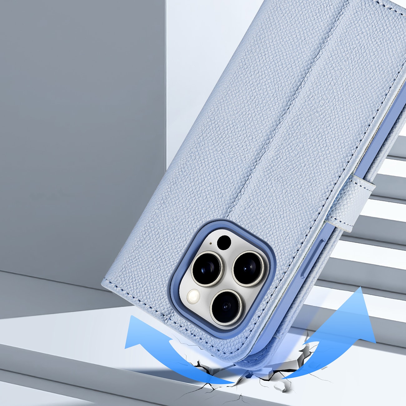 Dux Ducis Lawa läderfodral för iPhone 15 Pro - Blå