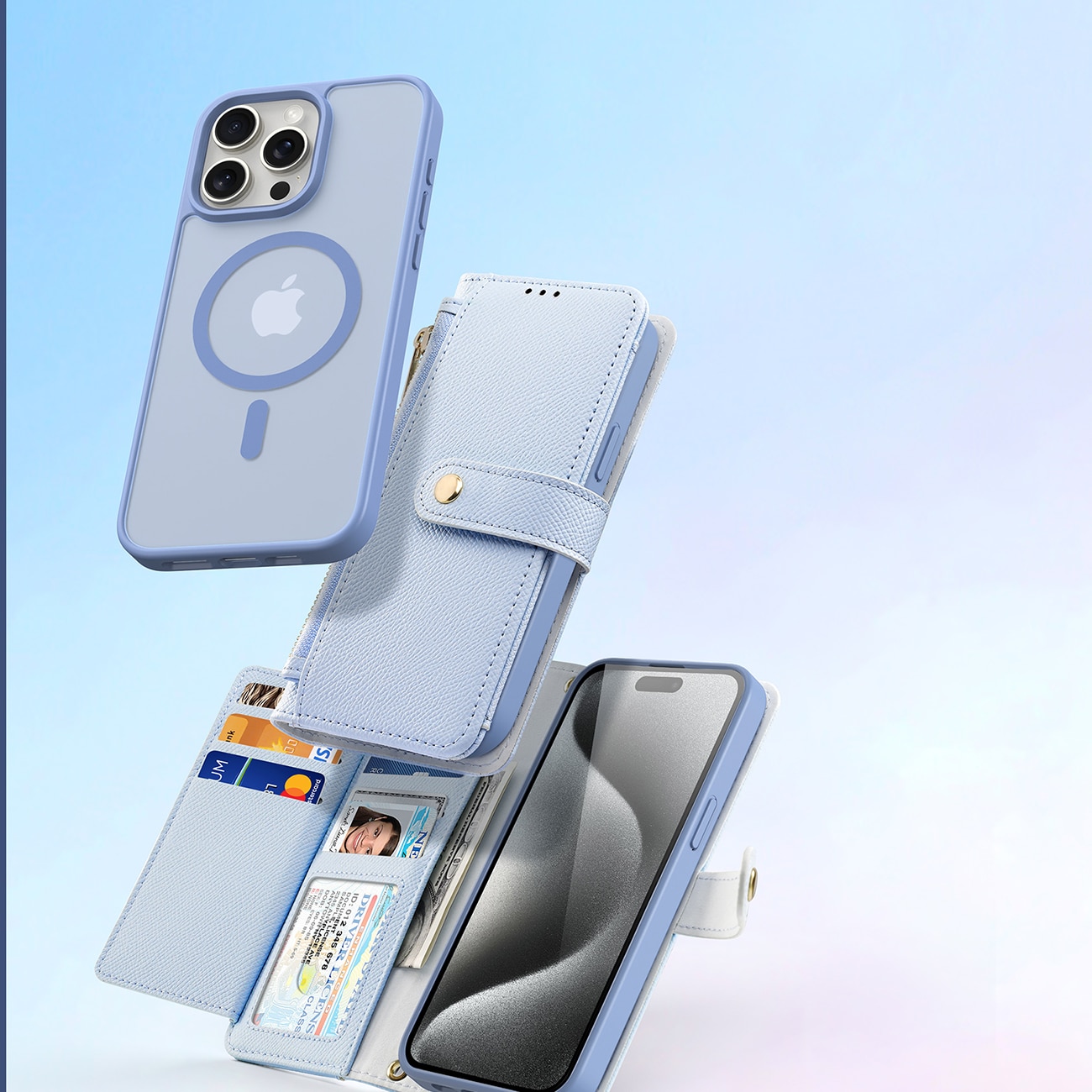 Dux Ducis Lawa läderfodral för iPhone 15 Pro - Blå
