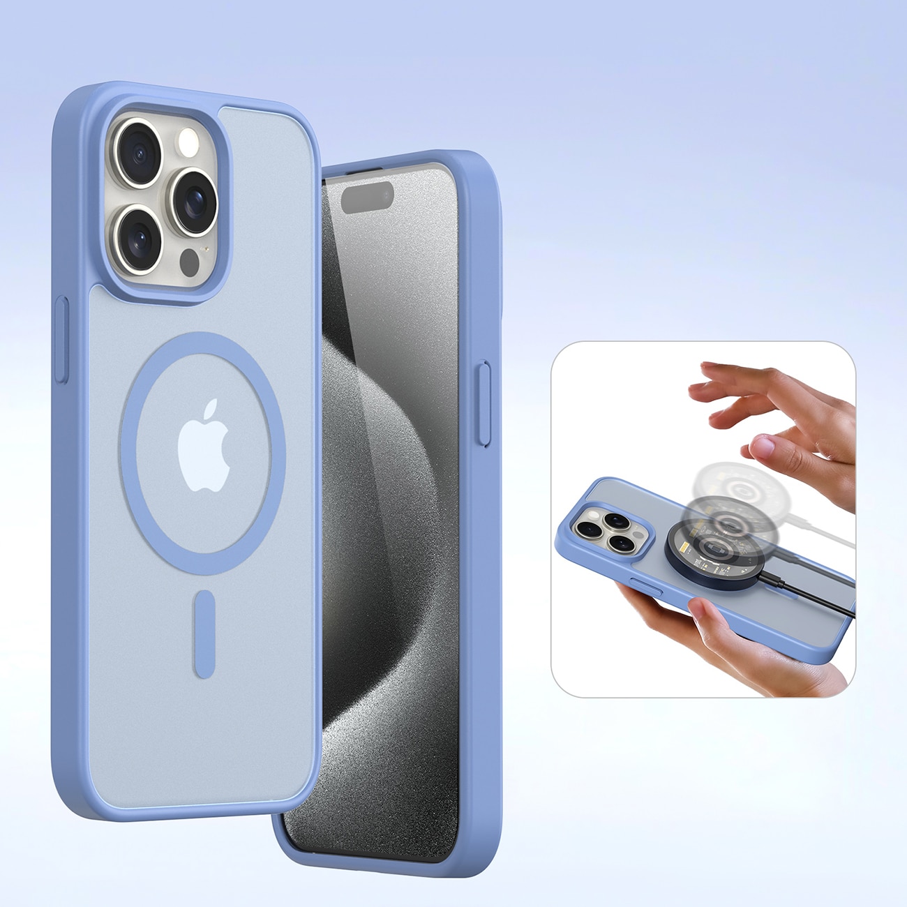 Dux Ducis Lawa läderfodral för iPhone 15 Pro - Blå