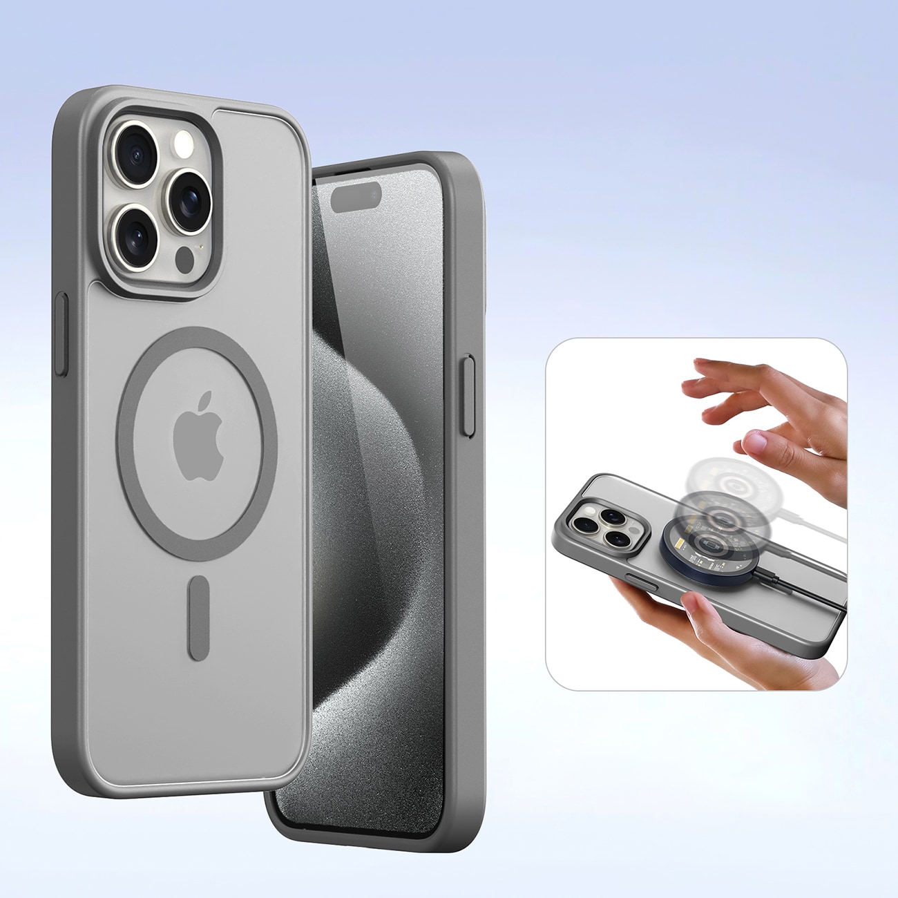 Dux Ducis Lawa læderetui til iPhone 15 Pro Max - grå